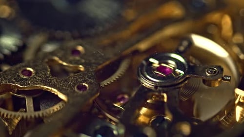 Close Up of an Internal Clock Mechanism