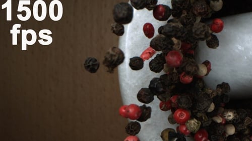 Colorful peppercorns floating in mid-air