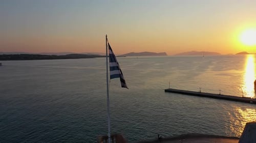 Aerial View of Spetses Old Town and Marina or Seaport Greece Drone Videography