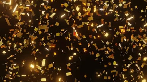 Clips de papel Confeti dorado brillante fondo de fiesta gráfico de movimiento
