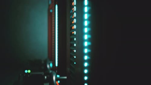 Futuristic Server Rack Glowing Lights Background Animation