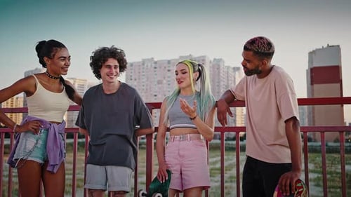 Trendy Young Adults Chatting in the City