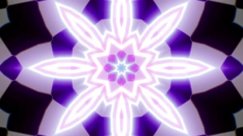 Abstract Neon Glowing Kaleidoscope Pattern Loop Background