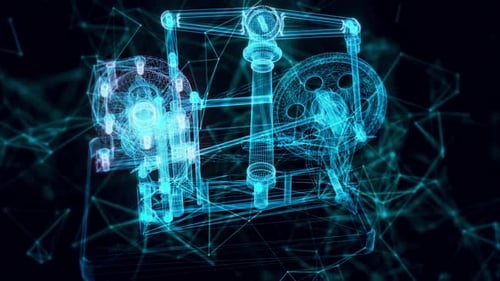 Moteur à vapeur avec faisceau horizontal et hologramme de pompe centrifuge gros plan Hd