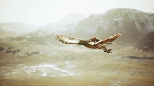 Majestic 3D Eagle Flying Over Mountain Landscape