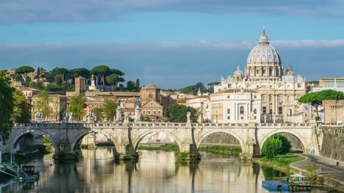 Time lapse of Rome Skyline with St Peter Basilica