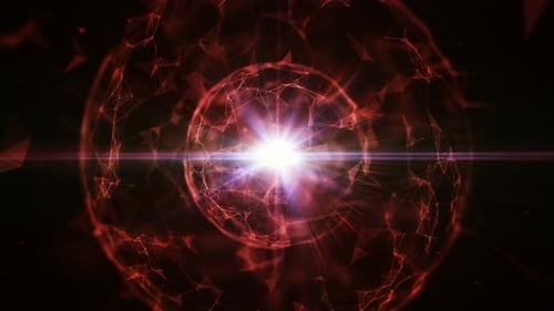 Abstrakte 3D-Technologie mit Schnittpunkten und Partikeln. 4K-Loop