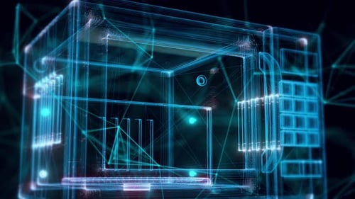 Blue Digital Cyber Microvawe Hologram Close Up 4k
