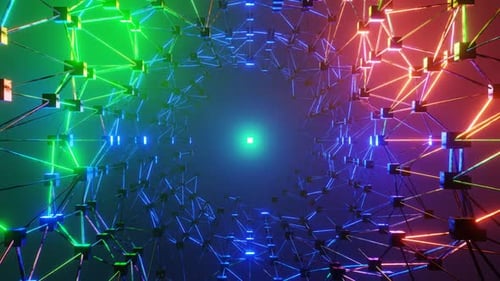 HD Flight in Abstract Sci-Fi Tunnel | Futuristic Technology Motion Graphics Loop
