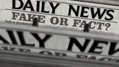 Fake on fact news, disinformation and information newspaper printing press
