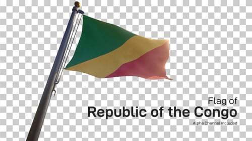 Realistic Republic of the Congo Flag Waving with Alpha Channel