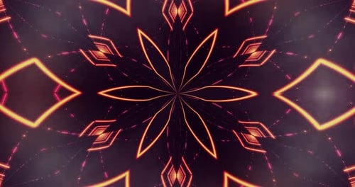 Abstract Glowing Neon Geometric Kaleidoscope Pattern Animation