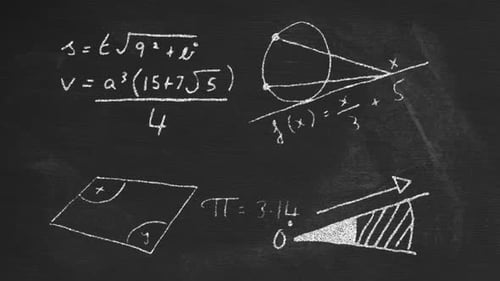 Animated Math Formulas and Geometric Shapes on a Chalkboard