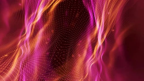 Flowing Abstract Pink and Orange Particle Wave Background