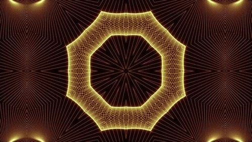 Golden Particle Mesh Kaleidoscope Pattern Loop