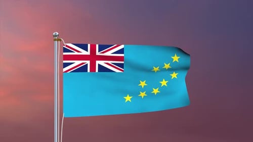 Realistic Tuvalu National Flag Waving Animation