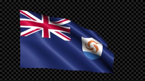 Waving Anguilla Flag Loop Animation with Alpha Channel