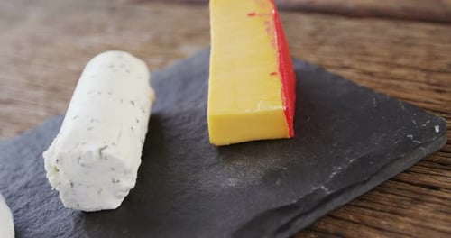Cheese Assortment Displayed on Serving Platter