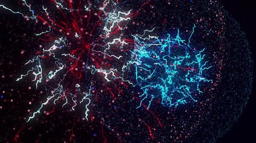 Lightning explosion, flashing light impulses on black background, seamless loop