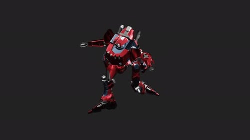Futuristic Red Robot Mech Suit 3D Animation