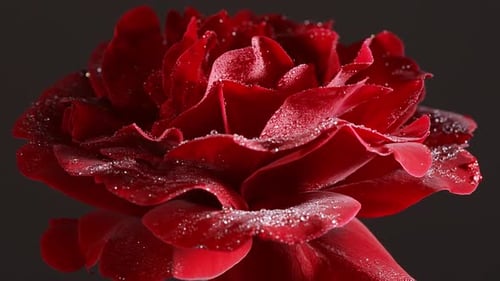 Red Rose Spins on Black Background