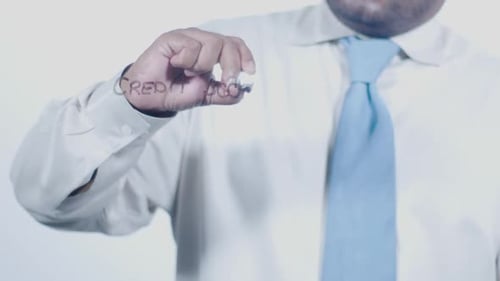 Man Writes Credit Score on Glass