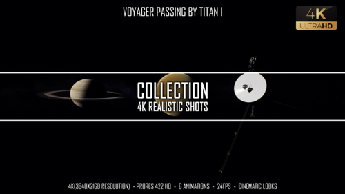 Voyager Probe Flyby of Saturn and Titan in Deep Space