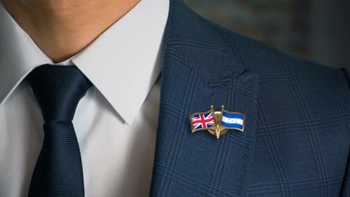 Flag Pins on Business Suit Lapel