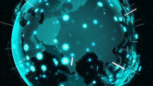 Futuristic Digital Earth Network Spinning Animation