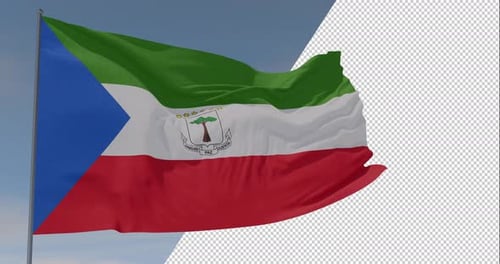 Waving Flag of Equatorial Guinea with Alpha Channel