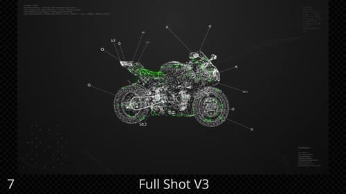 Futuristic Wireframe Motorcycle HUD Reveal