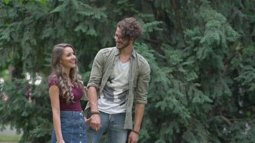 Couple walking in a park