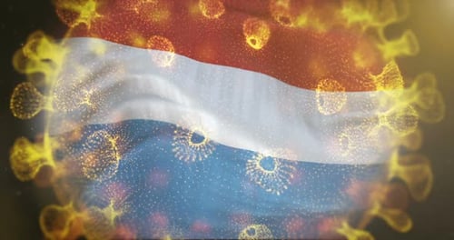 Luxembourg Flag With Coronavirus Microbe Centered