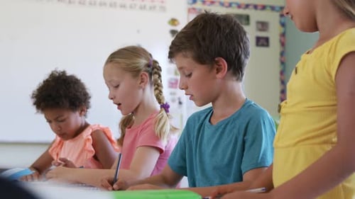 Young Students Studying Together at School