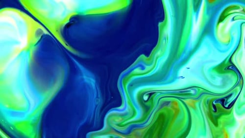 Swirling Blue, Green, and Yellow Abstract Paint