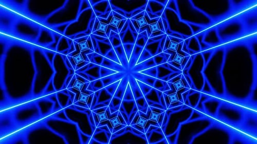 Neon glowing kaleidoscope. Looped animation