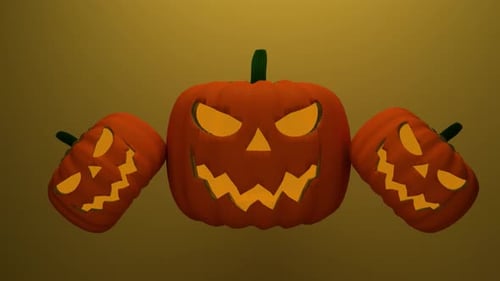 Animated Halloween Jack-o'-Lantern Pumpkins Seamless Loop