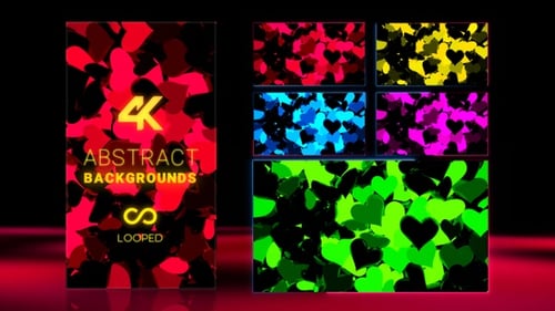 Abstract Looping Heart Backgrounds in Various Colors