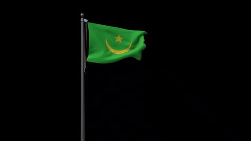 Realistic Mauritania Flag Waving with Alpha Channel