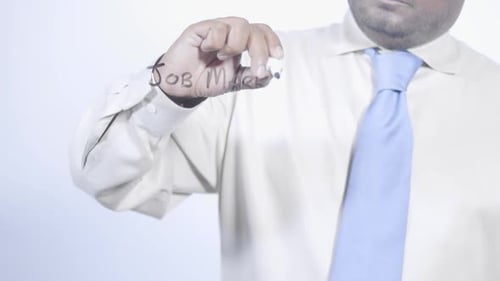 Asian Businessman Writes Job Market