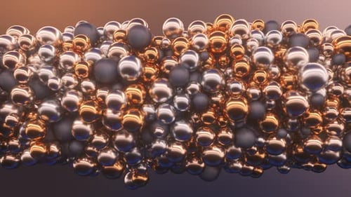 Abstract Random Appearance of Spheres Interacting