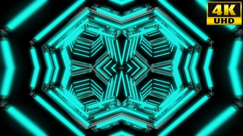 Abstract Cyan Geometric Neon Tunnel Loop Background