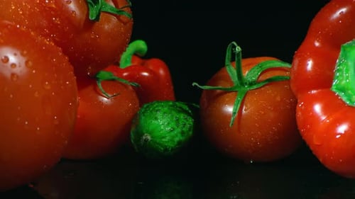 Fresh Vegetables Close Up with Water Droplets
