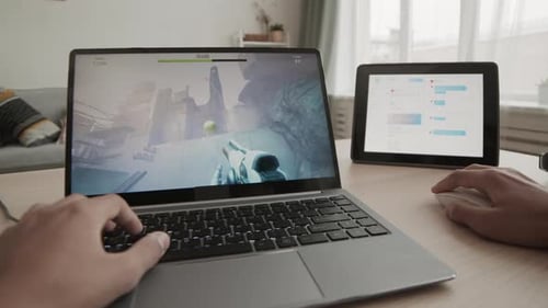 First Person Shooter Game on Laptop