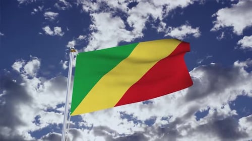 Republic of the Congo Flag Waving Realistic Animation