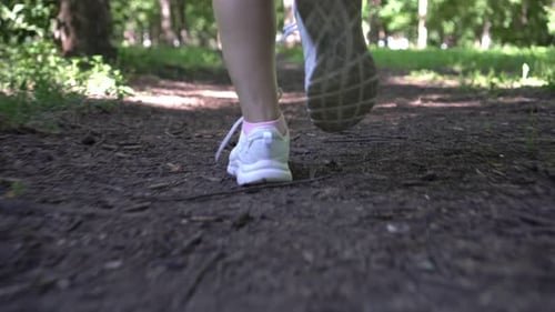 Sports Shoes and Woman Legs While Jogging in the Park