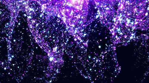 Shimmering Purple Blue Glitter Particles Flowing Down Background