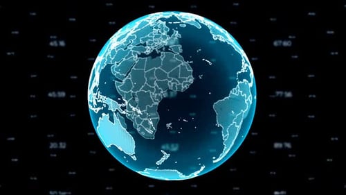 Global Digital Network Rotating Earth with Streaming Data