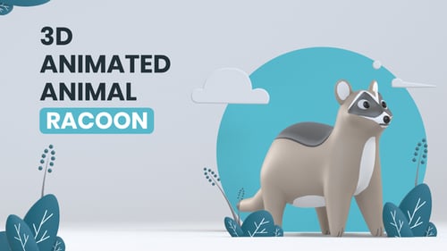 Cute 3D Animated Raccoon Character Loop