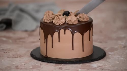 Decorating Delicious Chocolate Cake with Buttercream Rosettes